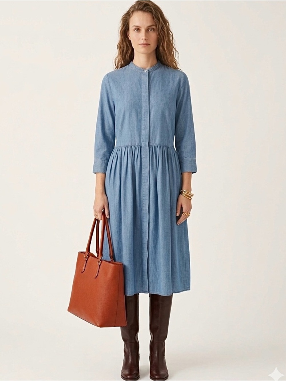Brock Collection Orchi Midi Dress In Mid Denim
